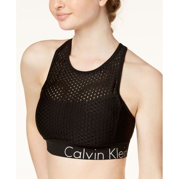 Calvin Klein Performance Mesh Cross Back Medium Support Sports Bra - Picture 1 of 2